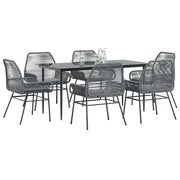 Set da Pranzo da Giardino 7 pz con Cuscini Polyrattan Vetro 3334482