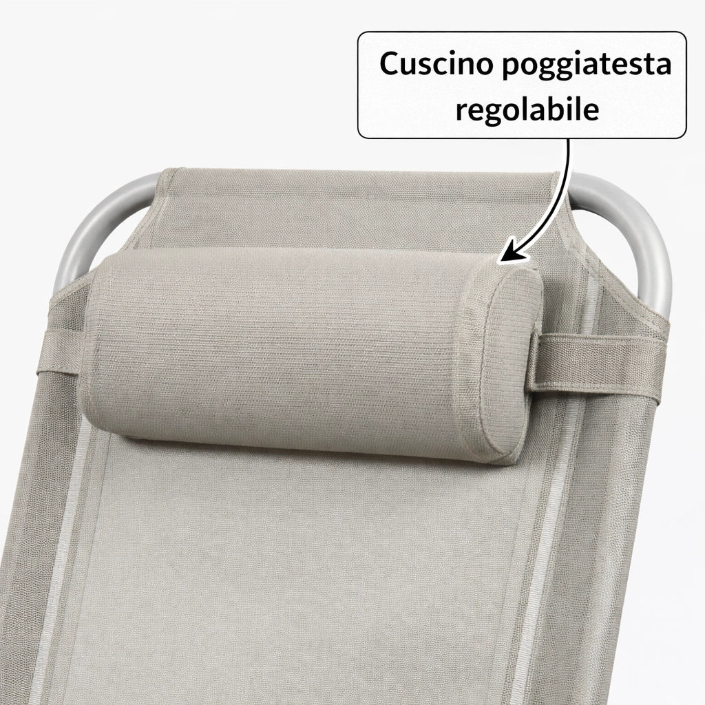 Set 2 Sedie Gravity Luxor Con Vassoio Portaoggetti Poggiapiedi Cuscino Tortora