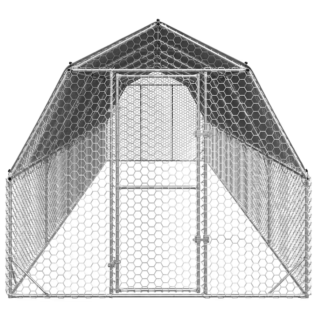 vidaXL Recinto per Polli con Tetto 2,5x12x2,25 m in Acciaio Zincato