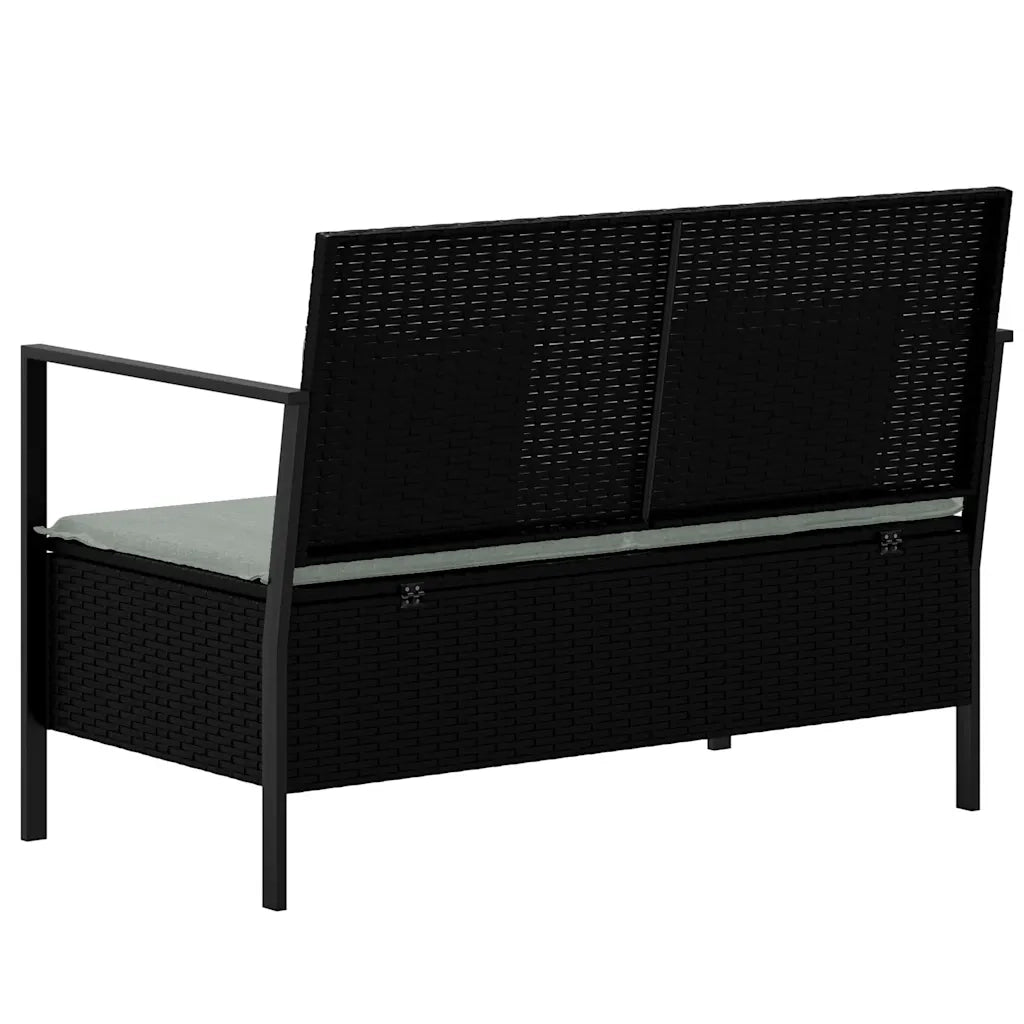 Panca da Giardino a 2 Posti-Sgabello-Panca da esterno con Cuscini in Polyrattan Nero 376514