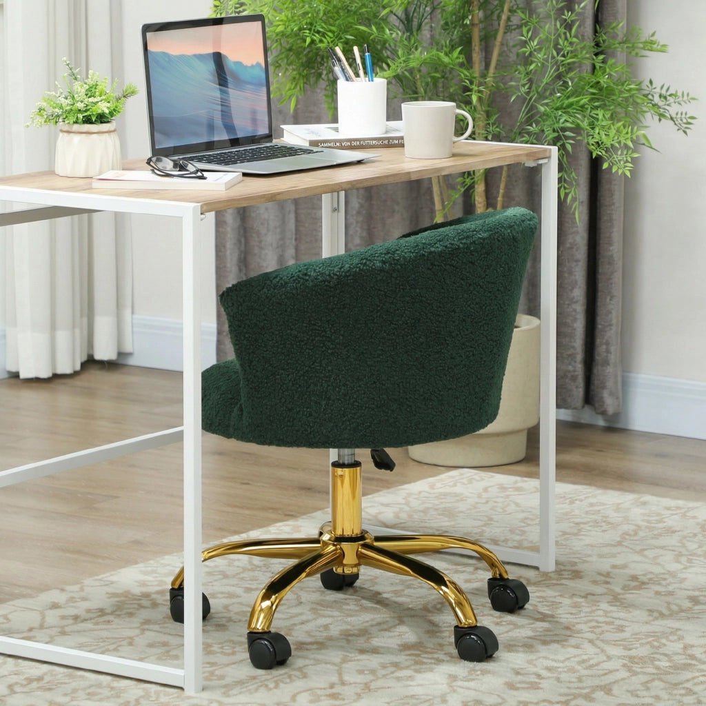 Sedia Girevole da Ufficio in Velluto ¨C Zephmum ¨C Verde Scuro, Struttura Acciaio