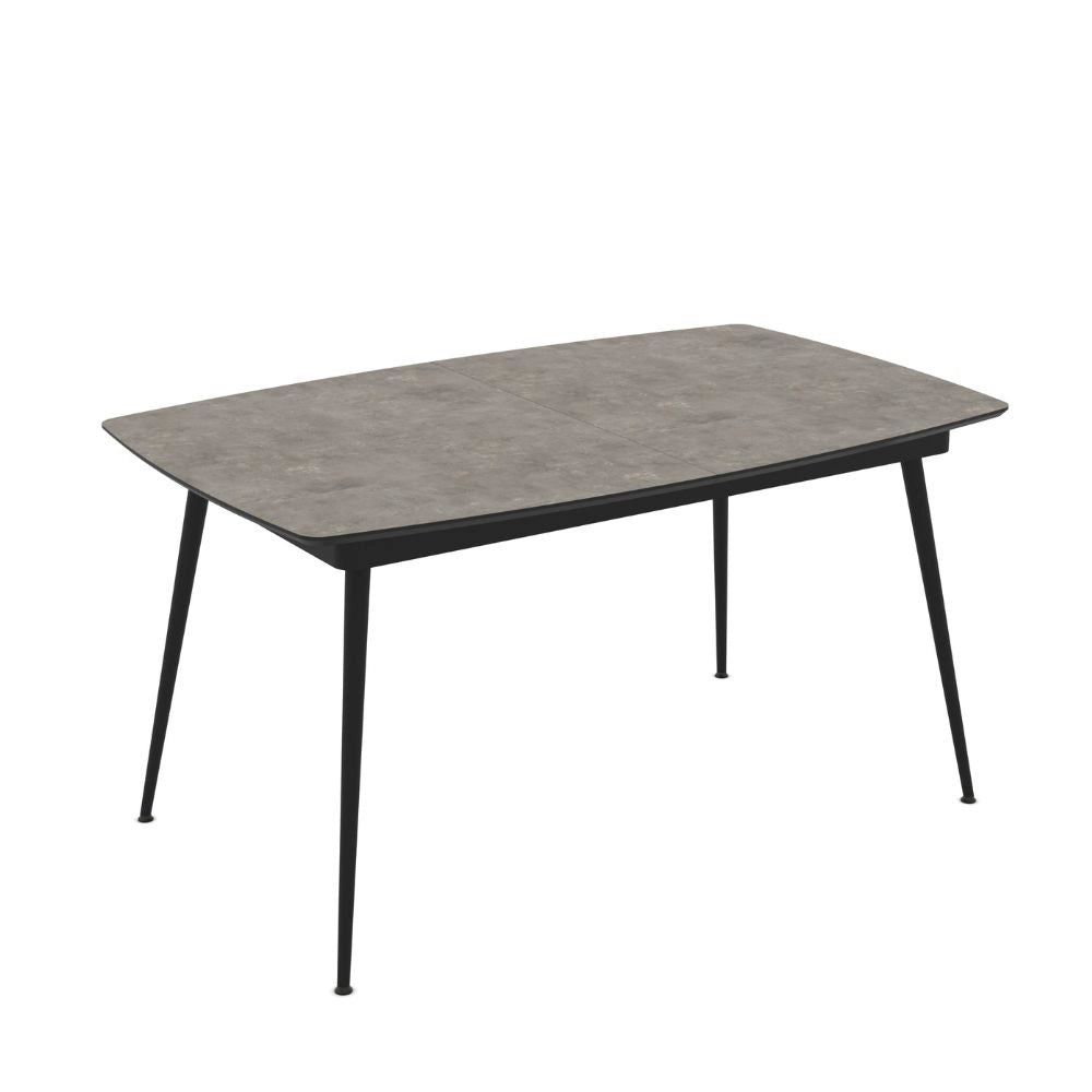Tavolo allungabile Yense colore cemento con gambe nere 145x80x75H