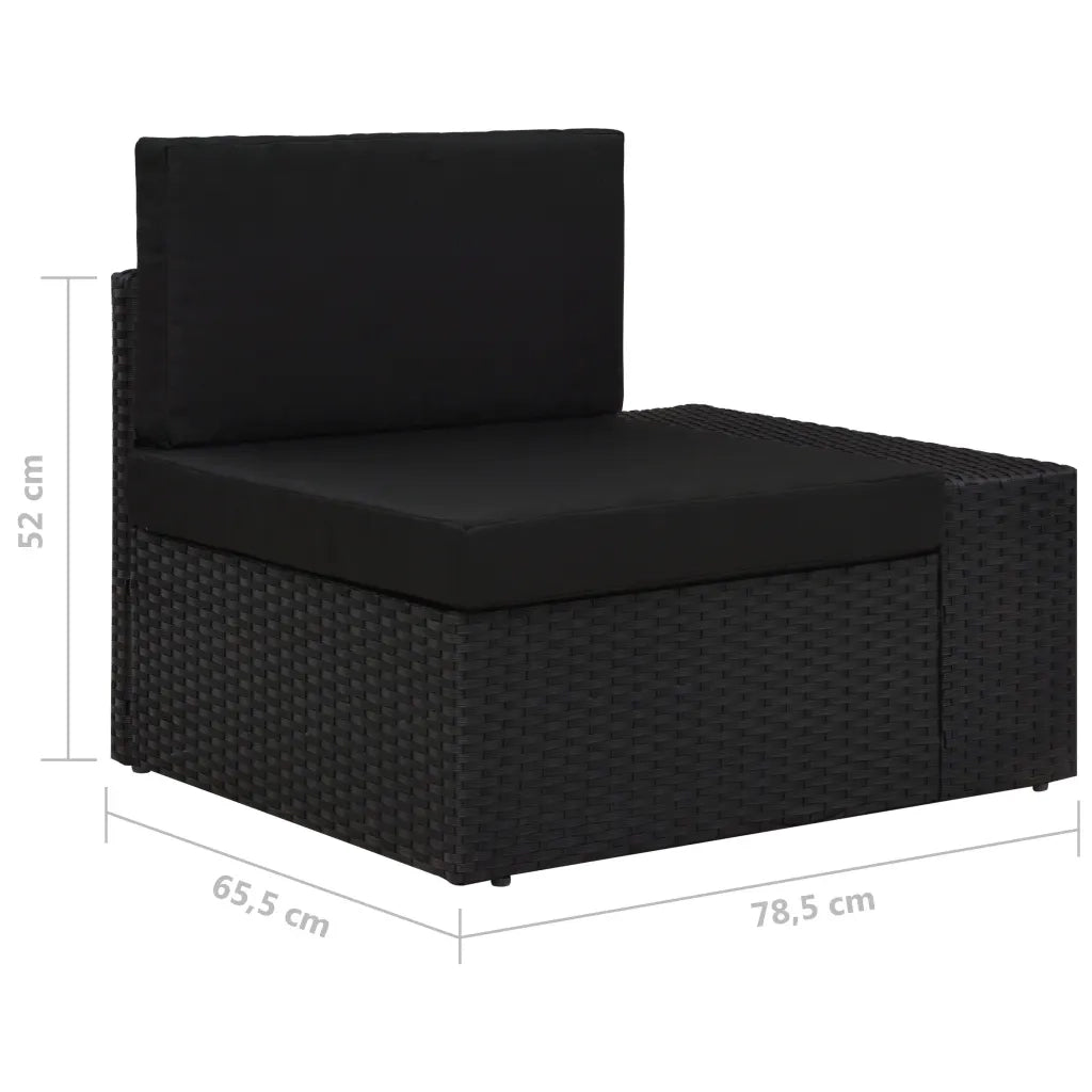 Divano Modulare a 2 Posti in Polyrattan Nero cod mxl 63747