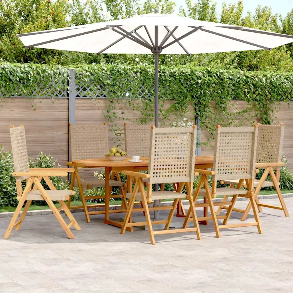 Set Pranzo da Giardino 7 pz Beige Polyrattan e Legno Massello 3281720