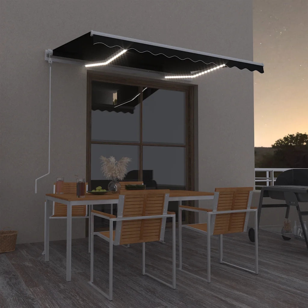vidaXL Tenda Automatica con Sensore Vento e LED 350x250 cm Antracite