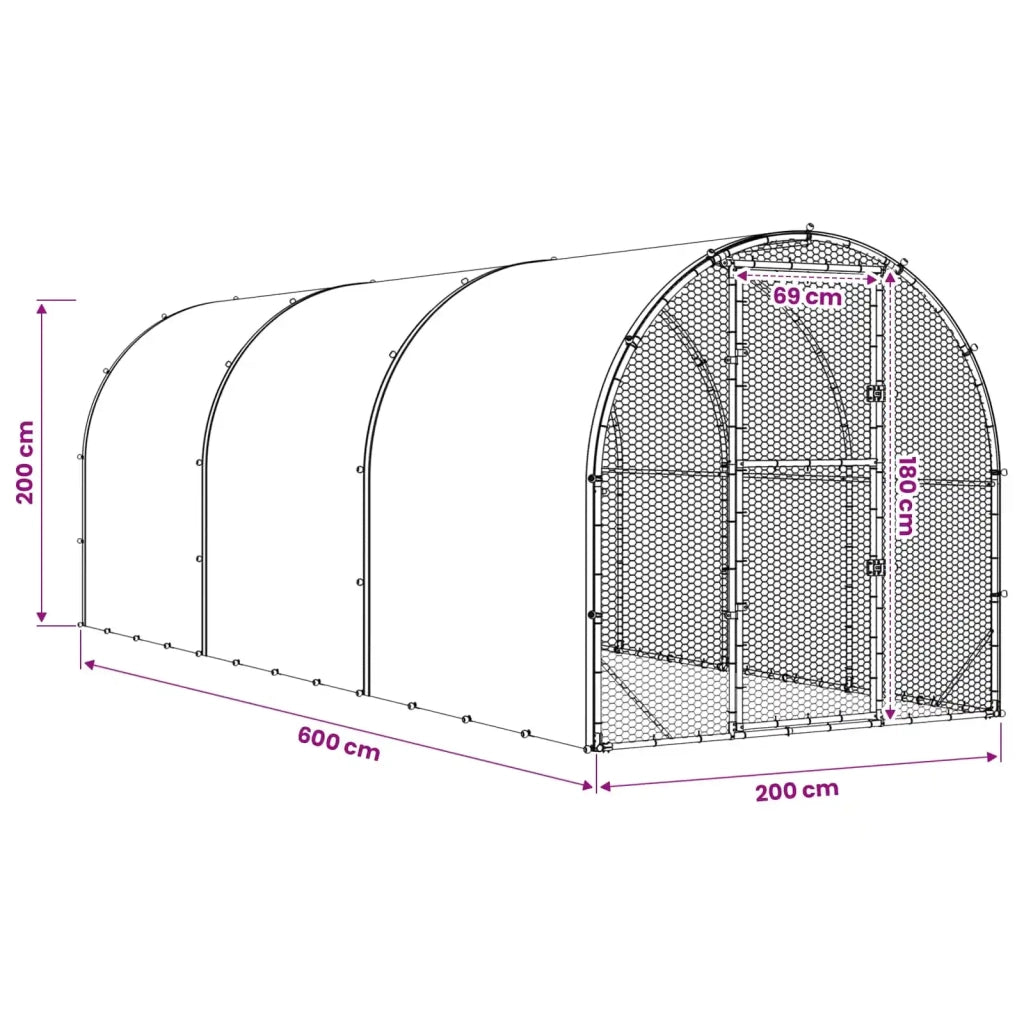 Pollaio Argento 600 x 200 x 200 cm Acciaio zincato 3434687