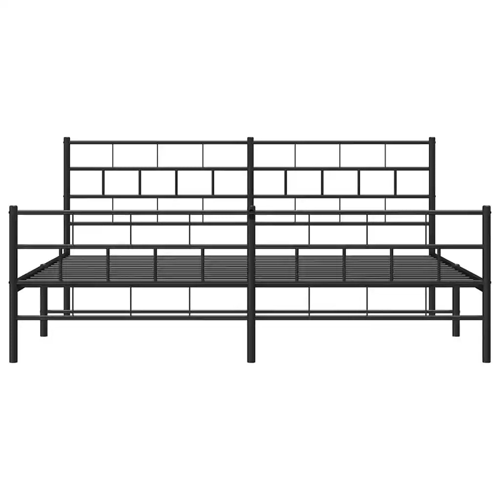 Giroletto con Testiera e Pediera Metallo Nero 193x203 cm 355683