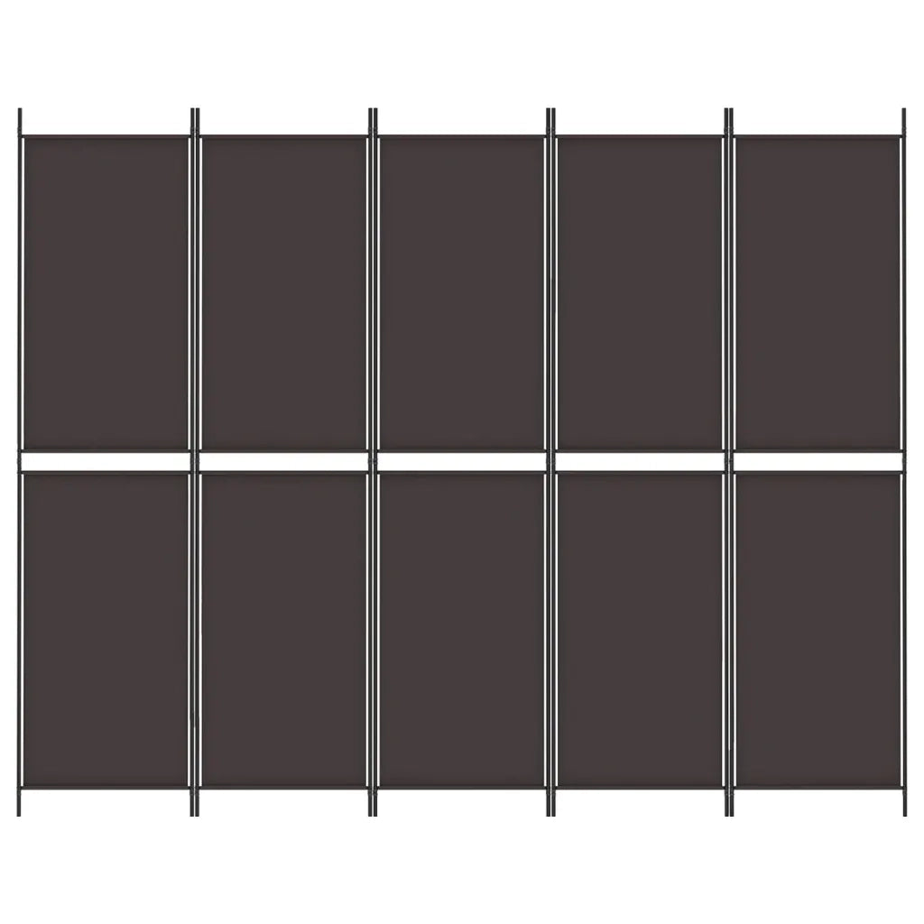 Divisorio Ambienti | Divider per stanze | Paravento a 5 Pannelli Marrone 250x200 cm in Tessuto