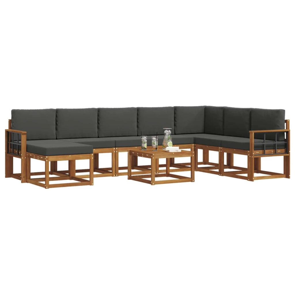 Set di divani da esterno con cuscino 9 pcs Naturale e Antracite