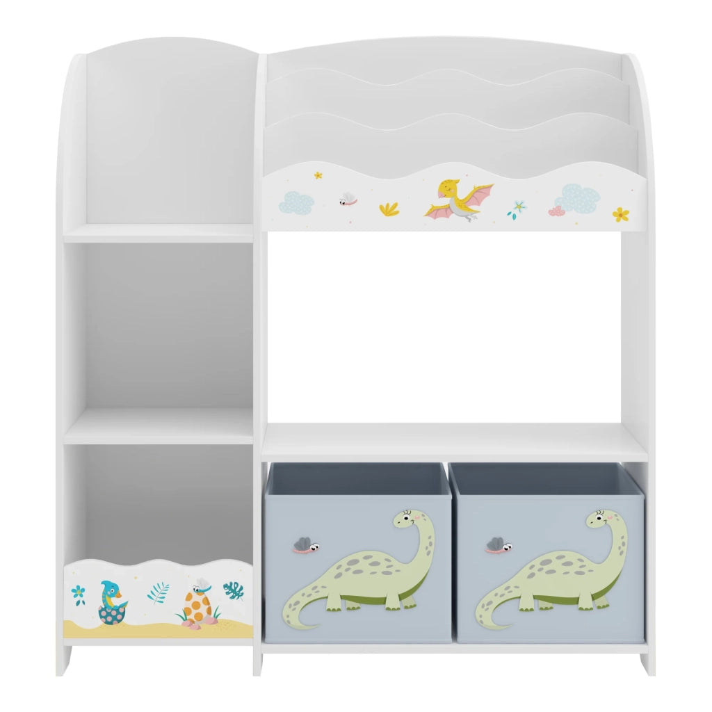 Scaffale dal design senza tempo per soggiorno camera da letto mobiletto per bambini con motivo a dinosauri 100 x 93 x 30 cm bianco 03_0011207