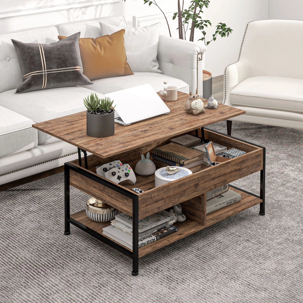 Tavolino da salotto con ripiani ¨C zephmum ¨C 100x80x60 cm marrone nero