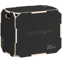 Plyo Box 3 in 1 in legno, antiscivolo senza spigoli con aperture per maniglie, 61/51/40,5 cm, Nero