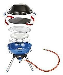 Campingaz 2177091 Party Grill 400 Caravan Grill 2000 W propano-butano con coperchio rimovibile e 3 gambe colore Nero Blu Acciaio satinato