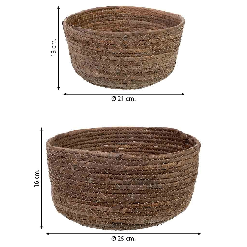 Set di 2 cesti in fibra di foglie di banana D25x16h-D21x13