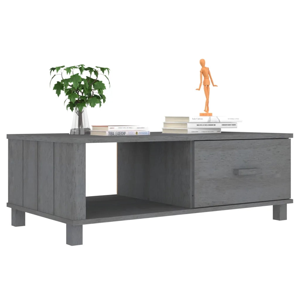 Tavolino HAMAR Grigio Scuro 100x55x35 cm Legno Massello di Pino 340454