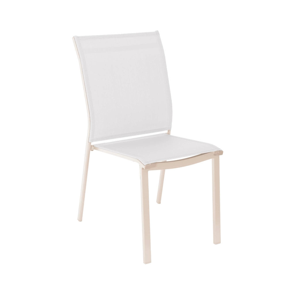Set 2 sedie da giardino impilabili in alluminio e textilene, beige