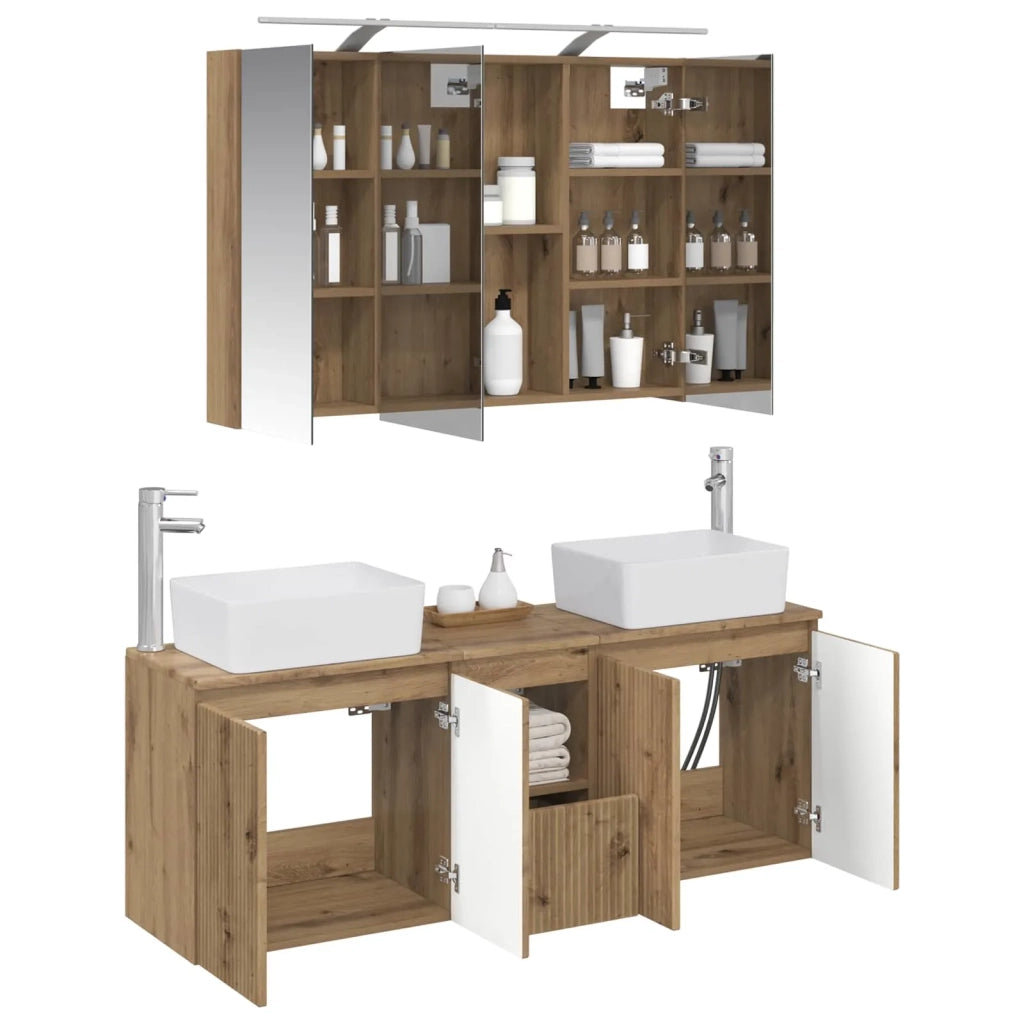 Set di Armadi da Bagno 4 pcs Rovere Artigianale 3406422