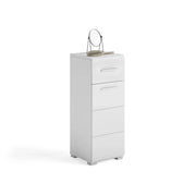 Mobile da bagno con 1 anta e 1 cassetto - Bianco Lucido - KLEANKIN