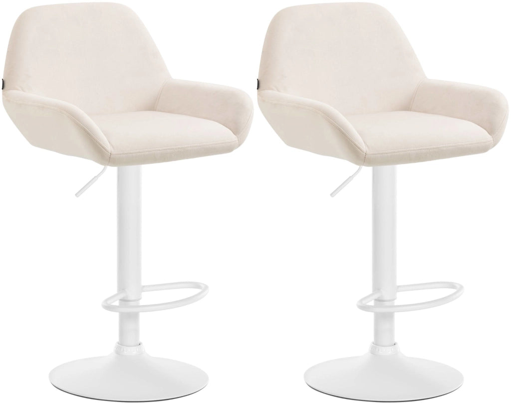 Set di 2 sgabelli da bar Braga velluto bianco 3