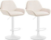 Set di 2 sgabelli da bar Braga velluto bianco 3