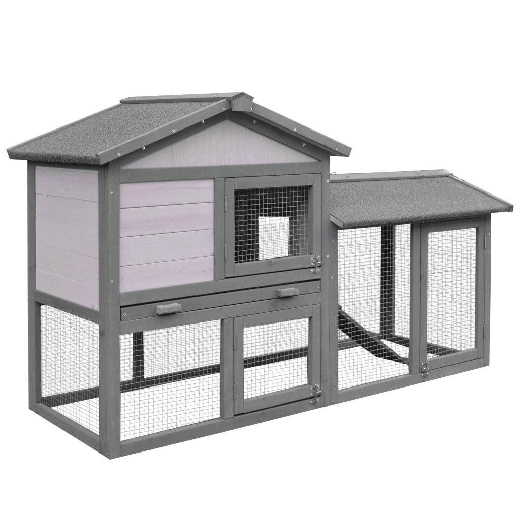 Gabbia per Conigli in Legno da Esterno con Casetta ¨C zephmum ¨C 147x54x84cm