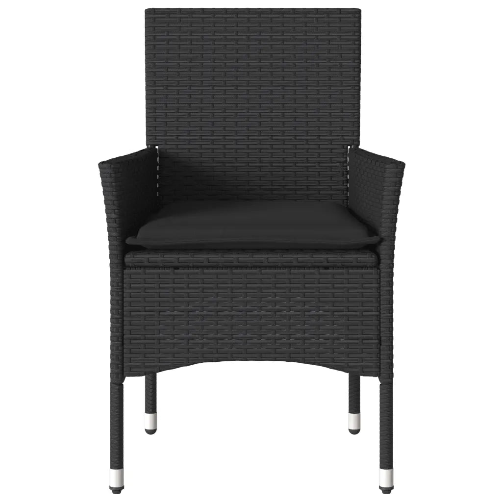 Sedie da Giardino con Cuscini 2 pz Nere in Polyrattan 368109
