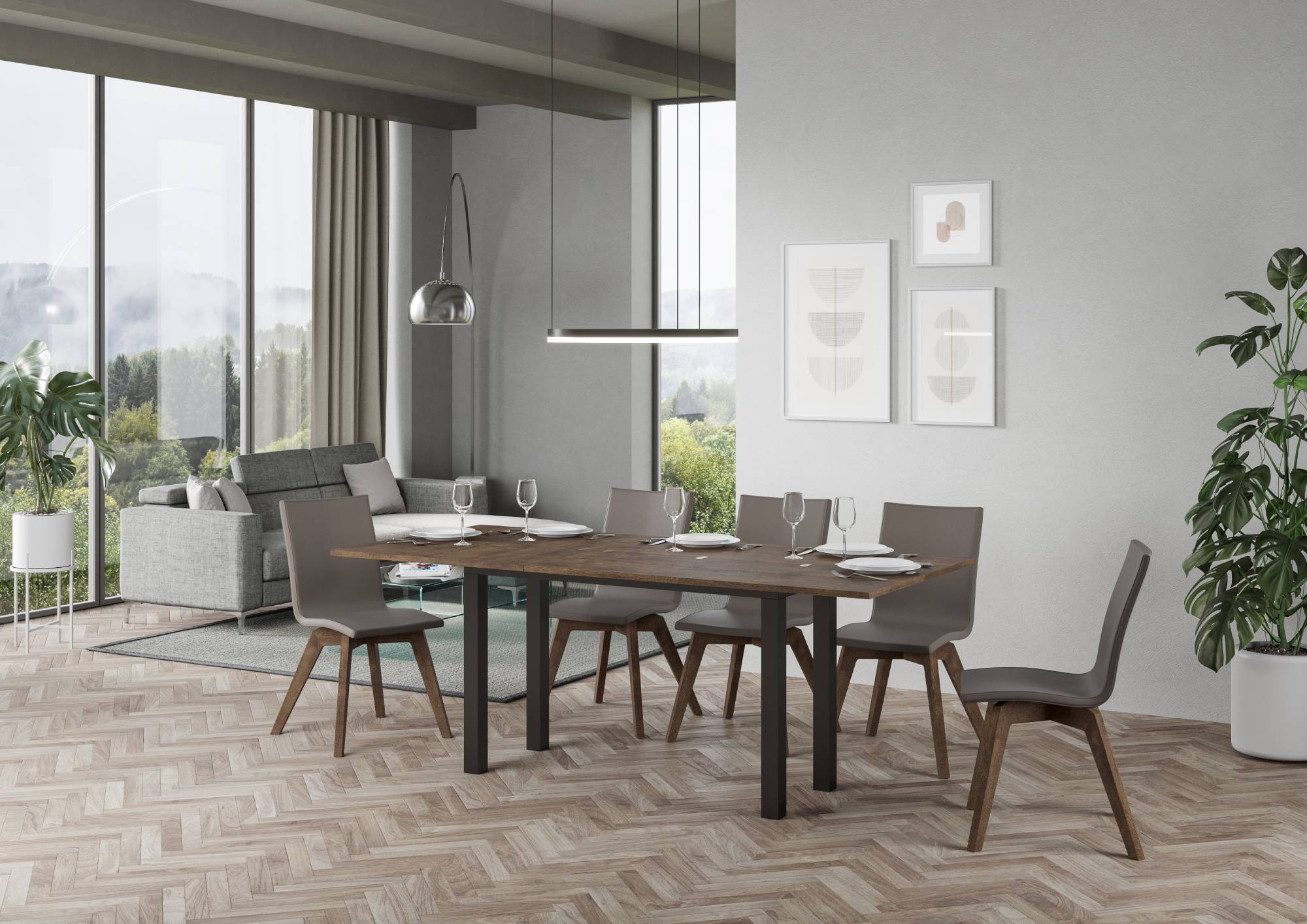 Tavolo Salvaspazio Allungabile 120/200x45/90x80/78 cm Everyday Double Noce