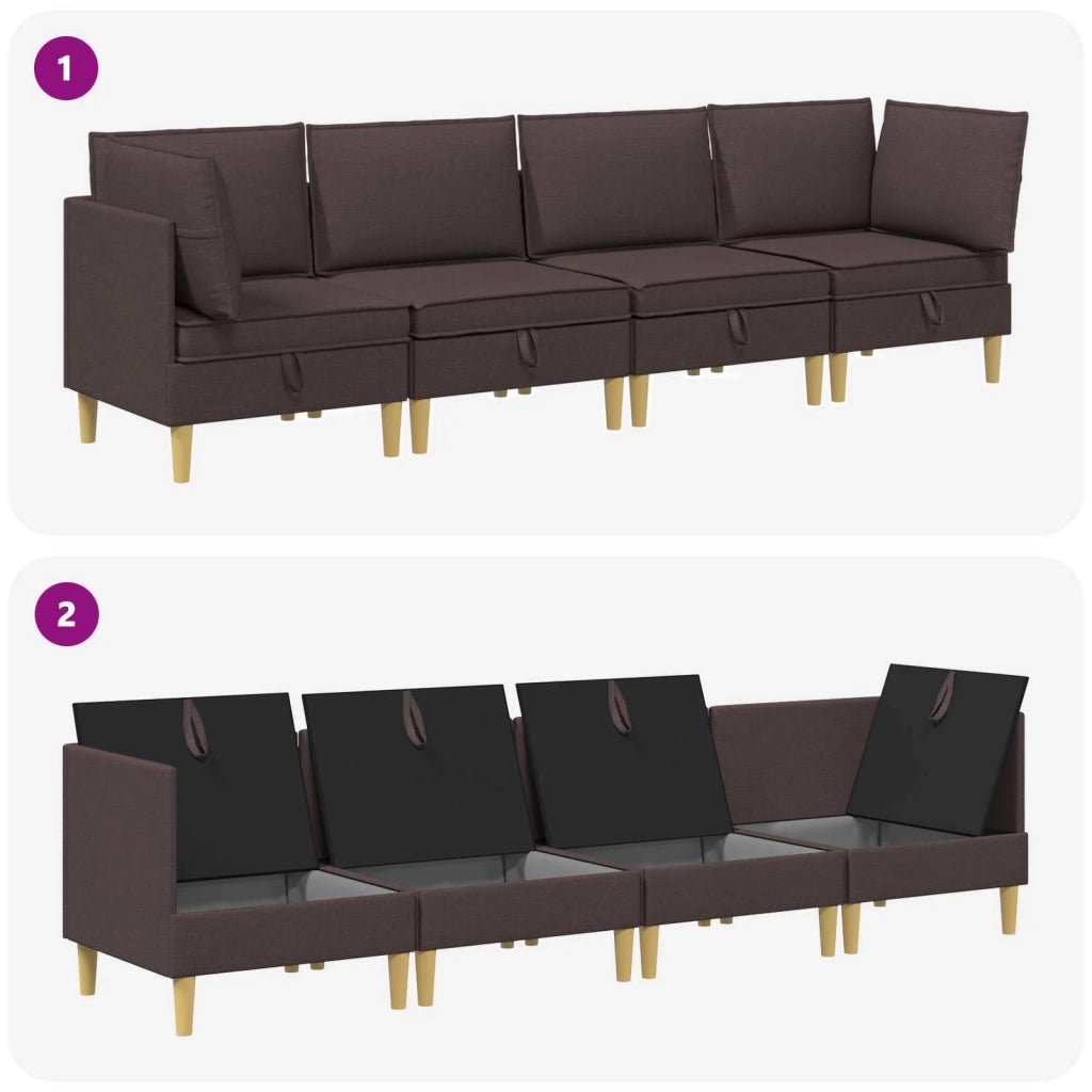 Set di mobili per il soggiorno 4 pcs Marrone Scuro Tessuto 3413694