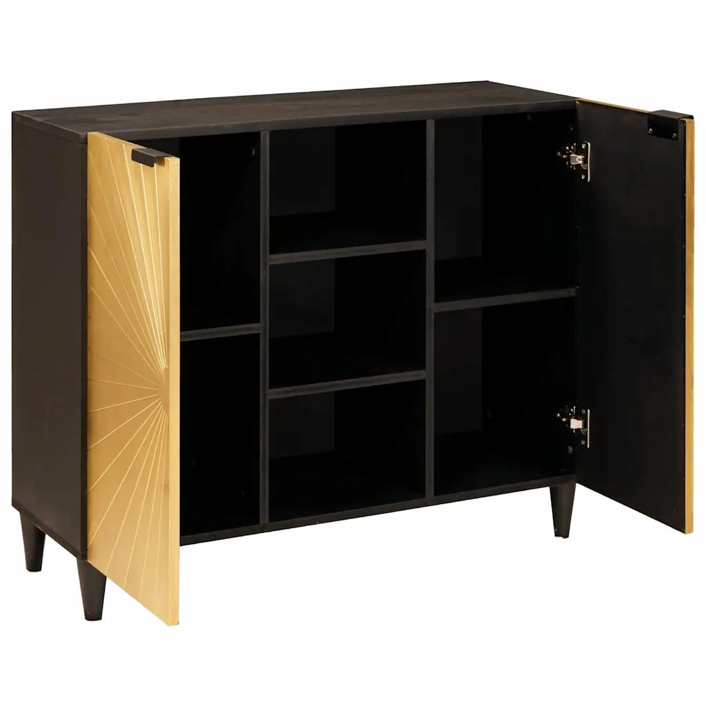 Mobile laterale con lo scaffale Nero e Oro 90 x 33,5 x 75 cm 4017856