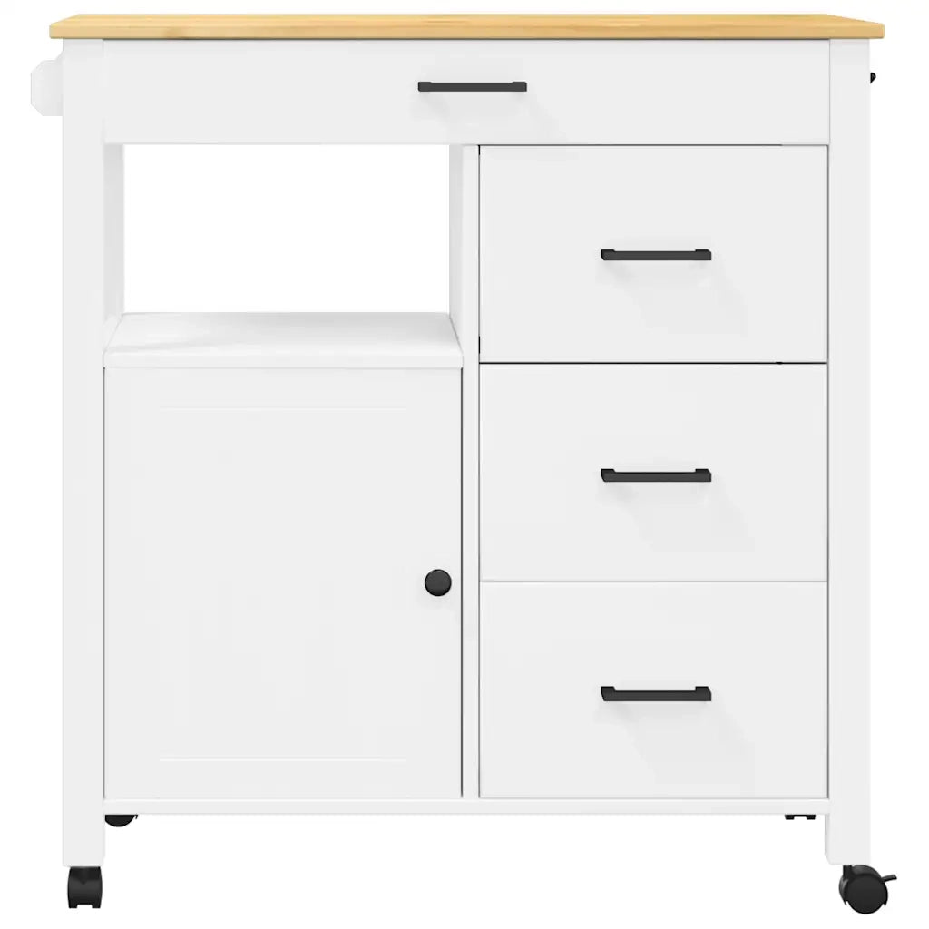 Carrello da Cucina-Scaffale per Cucina MONZA 84x40x88,5 cm in Legno Massello di Pino 981703