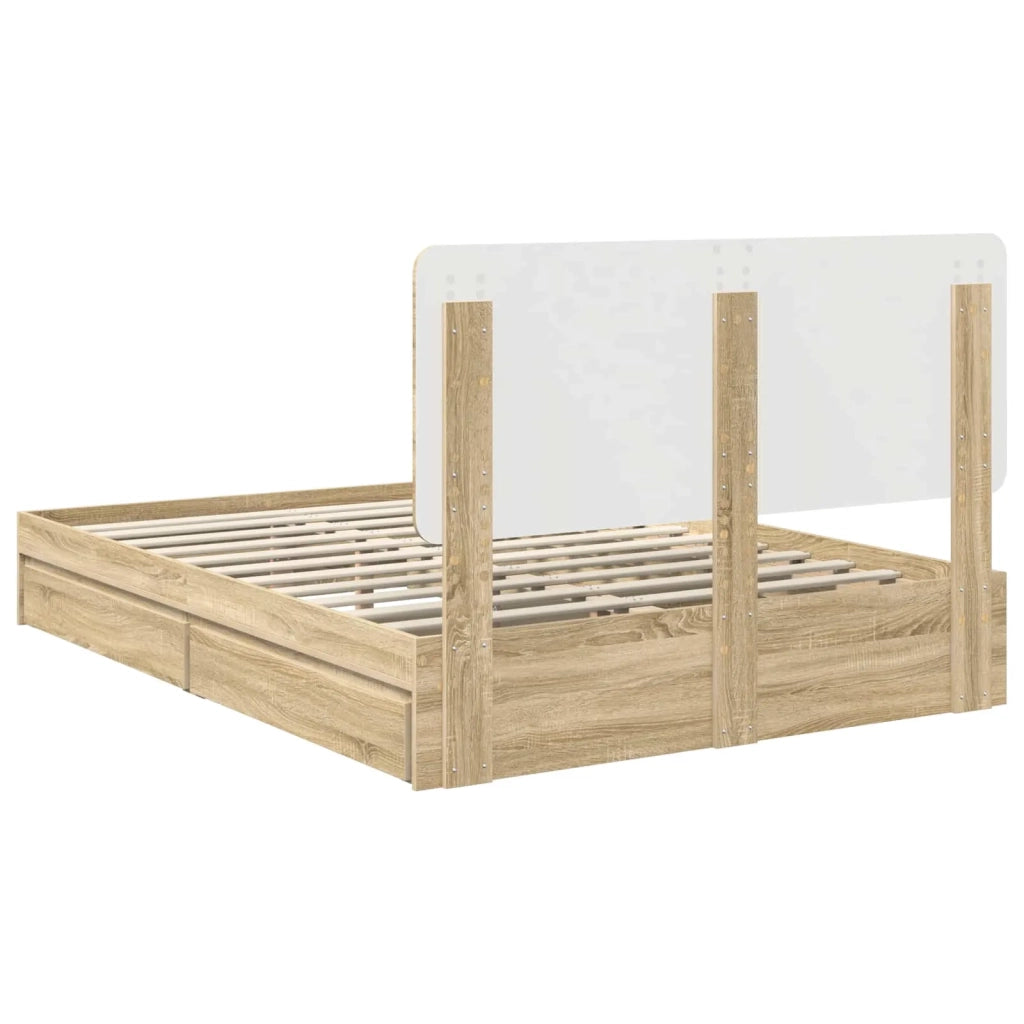 Letto con Contenitore con testiera Rovere Sonoma 140 x 200 cm