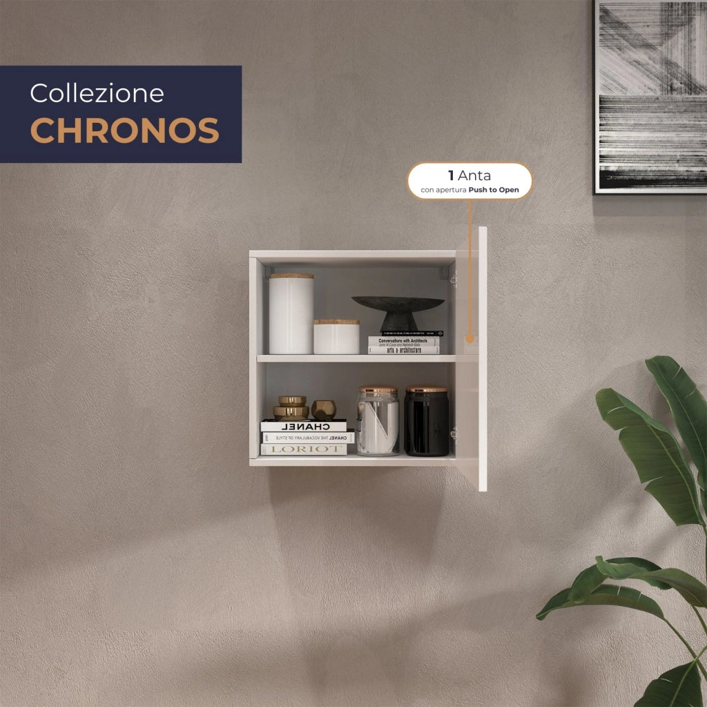 WHOUS Pensile a cubo Chronos con 1 anta bianco lucido 50x35x50 cm