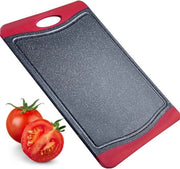 Piastra di taglio con canale di scolo - antiscivolo e amichevole con il coltello - 43 x 305 cm - finitura granito - plastica - antracite/rosso - 6217224G