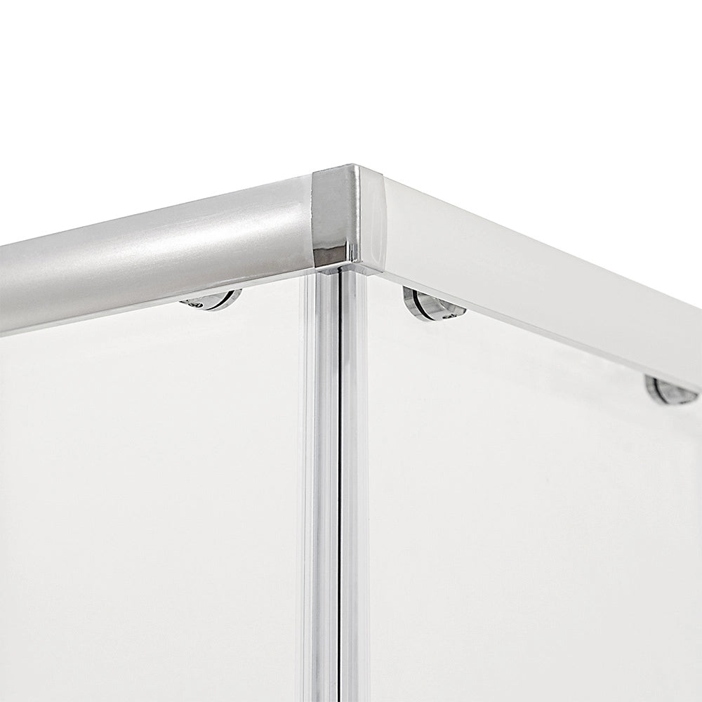 Box doccia angolare 70x100 con doppia porta scorrevole cristallo trasparente e profili cromati Geo