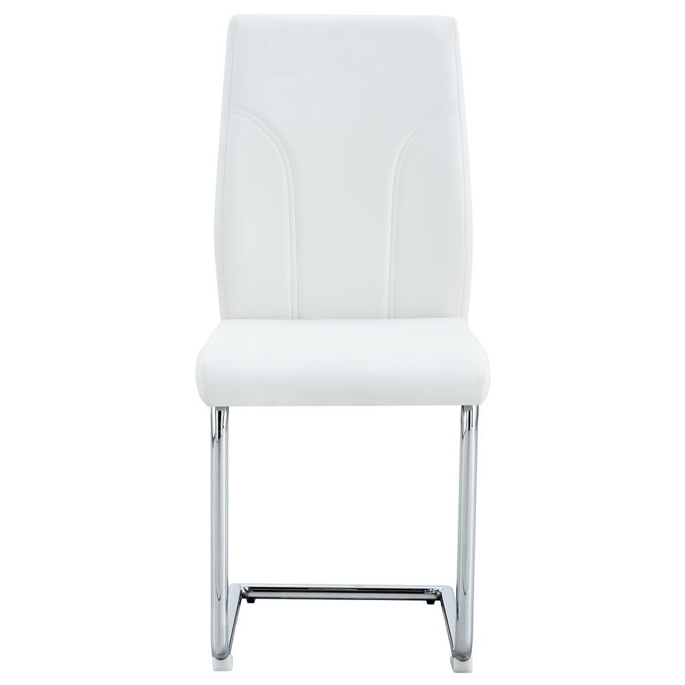 Set 2 sedie da pranzo - Xylo - PU bianco gambe argento