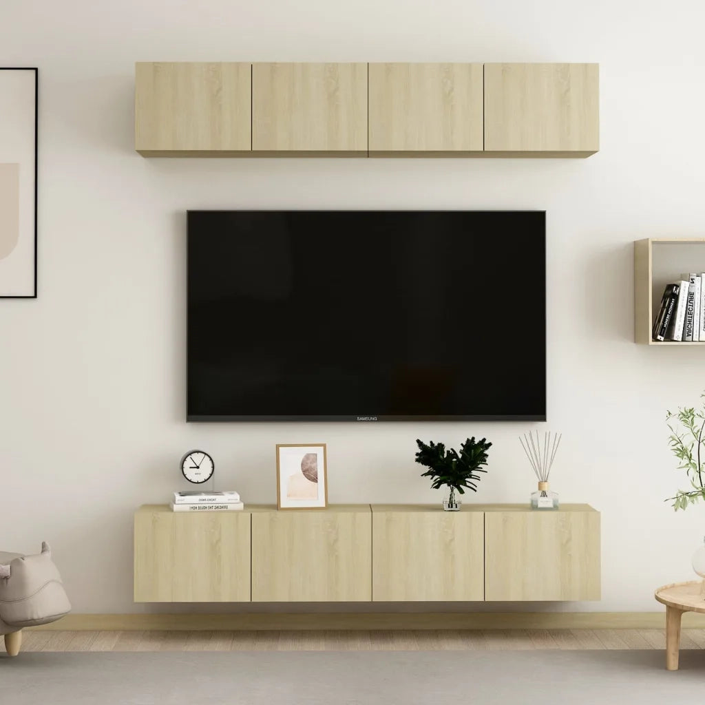 Mobili TV 4 pz-Set di 4 Credenza per TV Rovere Sonoma 80x30x30 cm in Legno Multistrato 998600