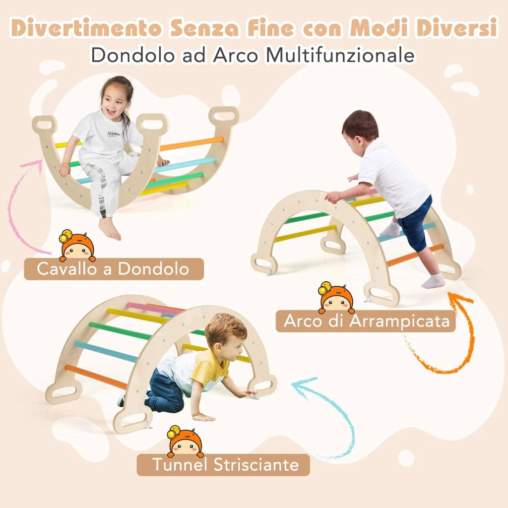 4 in 1 Set da Arrampicata per Bambini, Giocattoli da Arrampicata a Triangolo con Triangolo Arco e Salita, Ideale per Bambini 1 Anni + (Colorato)
