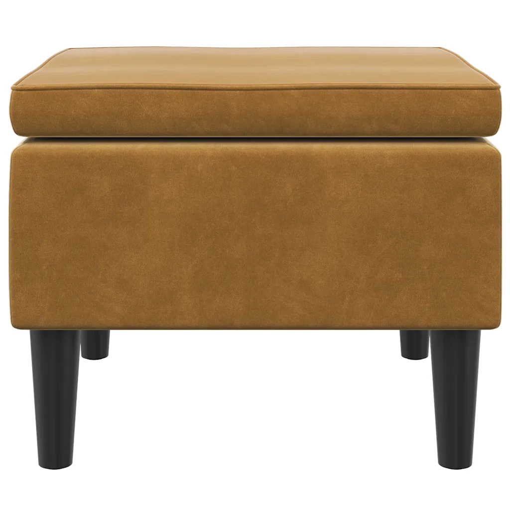 Poggiapiedi con Gambe in Legno Marrone in Velluto 329444