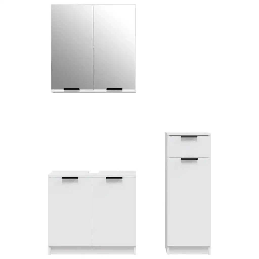 Set di Mobili da Bagno 3 pz Bianco in Legno Multistrato 3115868