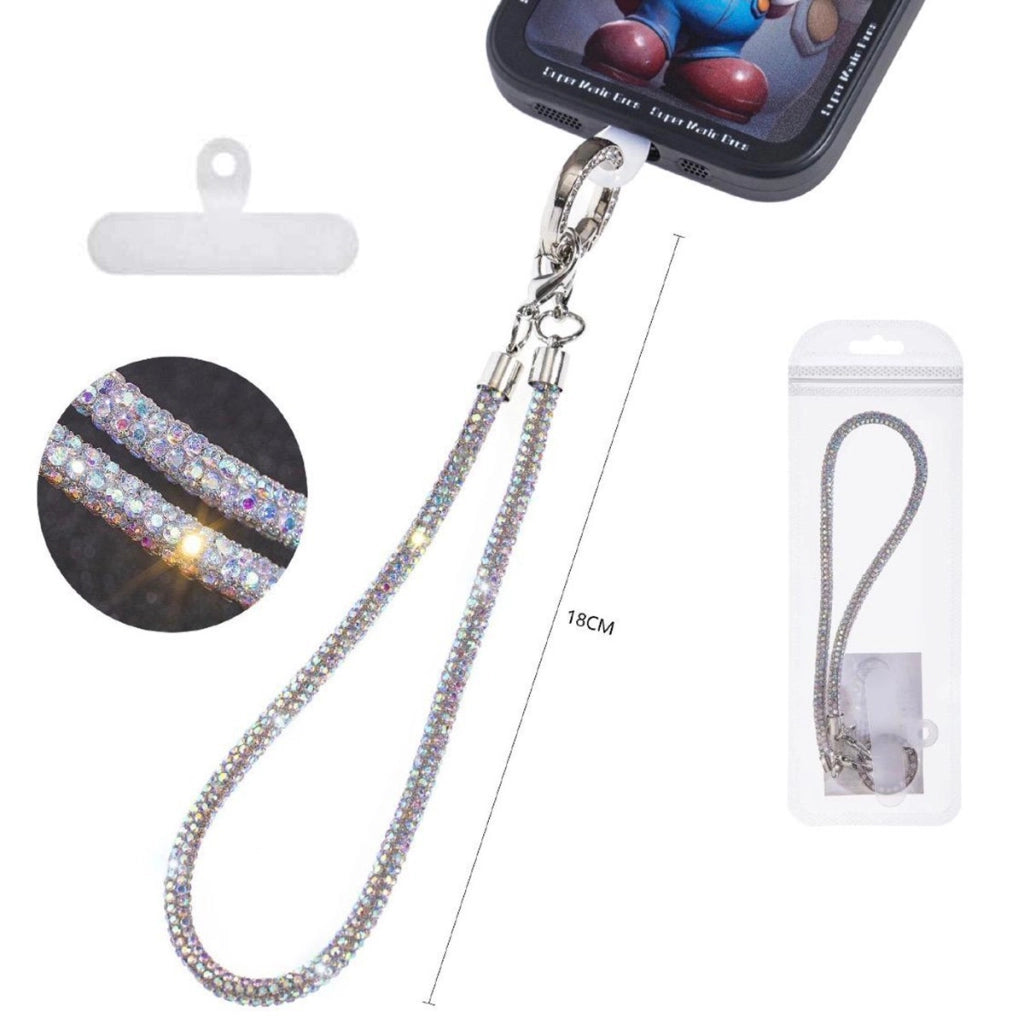 LACCETTO CATENA CORTA CORDINO DA POLSO CELLULARE STRASS UNIVERSALE SMARTPHON