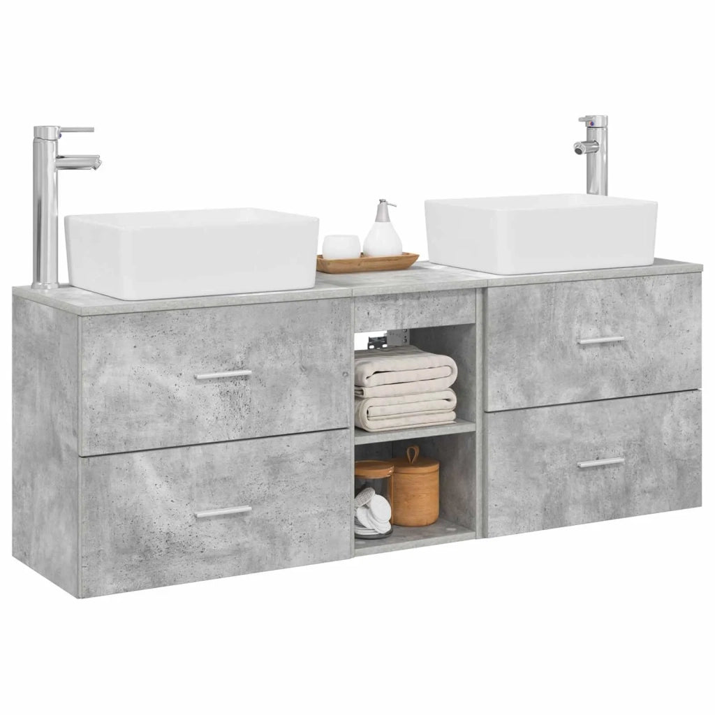 Set di Armadi da Bagno 3 pz Grigio Cemento 53 x 34,5 x 63 cm 3405854