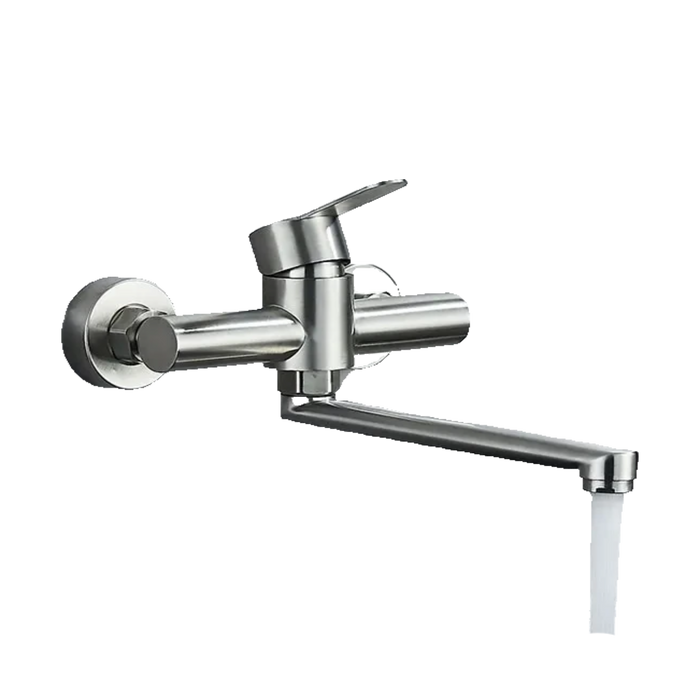 MAX | rubinetto miscelatore catering rubinetto a parete argento |professionale da cucina in acciaio inox lungo e piatto| ristorante bocca dritta