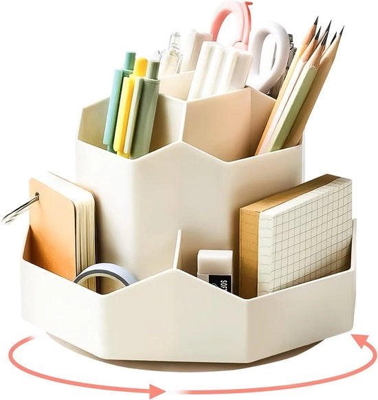 Organizzatore da scrivania rotativo - contenitore per matite per bambini - capacità di rotazione di 360° - organizzatore con 9 contenitori - scrivania scuola da ufficio per matite e pennarelli