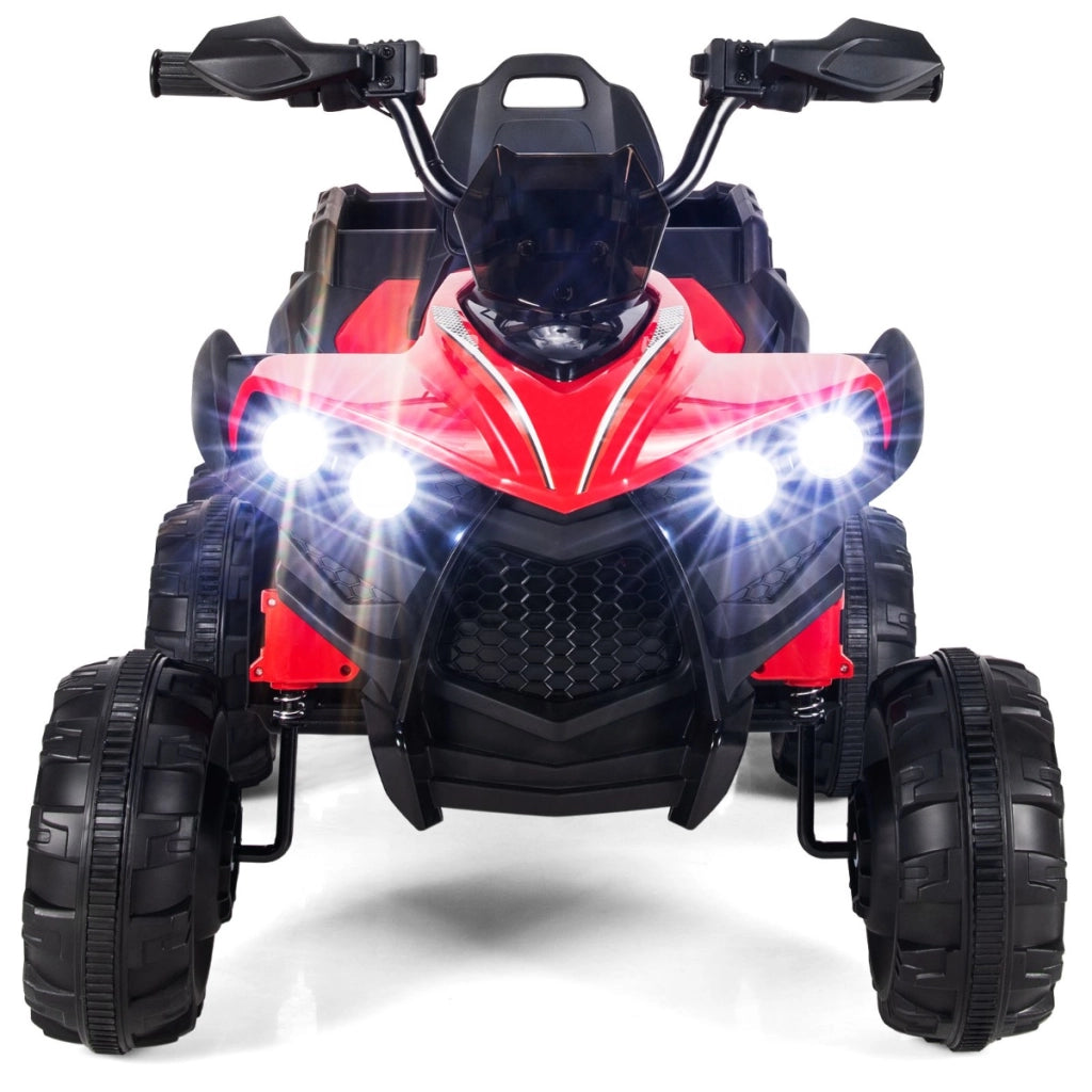 Quadriciclo a batteria da 12V con 6 ruote trazione integraleluci LED, Macchina elettrica per bambini 3 anni+ Rosso-Macchinine giocattoli