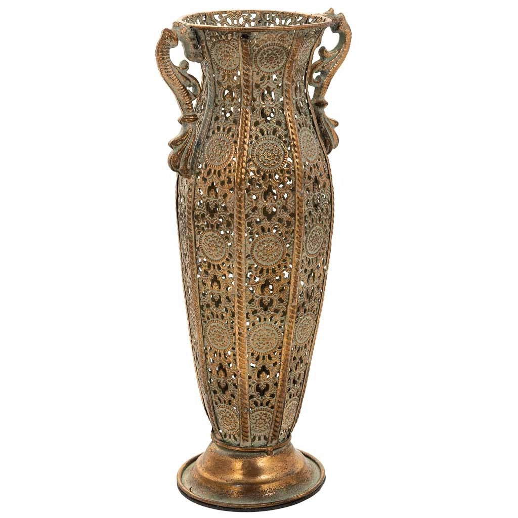 Vaso in metallo dorato 15,5x11,5x34h