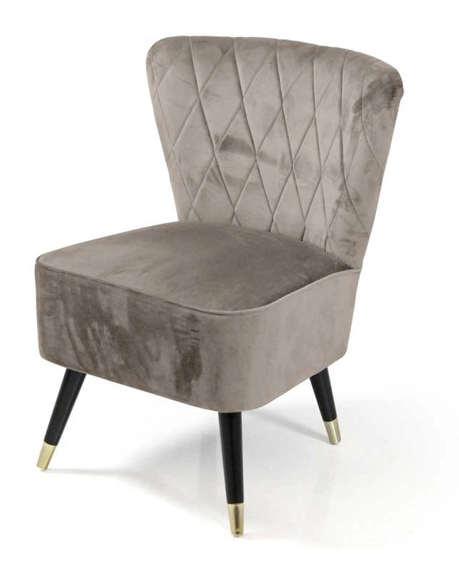 POLTRONA IN VELLUTO CON GAMBE NERE 63,5 X 66 X 84 CM COLORE TORTORA