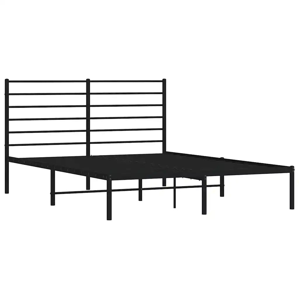 Giroletto con Testiera-Struttura Letto con testiera in Metallo Nero 160x200 cm 235460