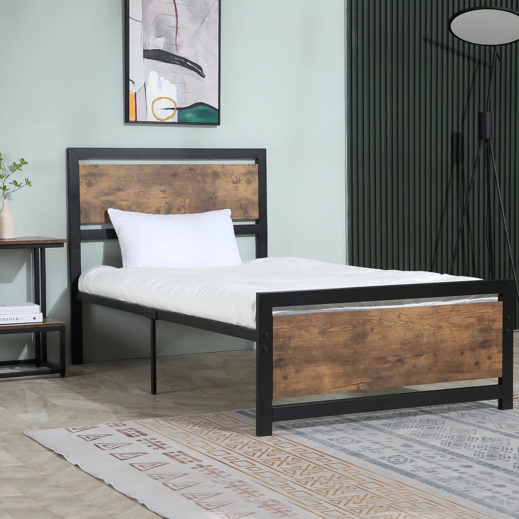 Letto Singolo in Legno e Metallo con Doghe ¨C Zephmum ¨C 90x200 cm