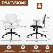 SEDIA UFFICIO Girevole 360° con ruote PU Beige in pelle e metallo