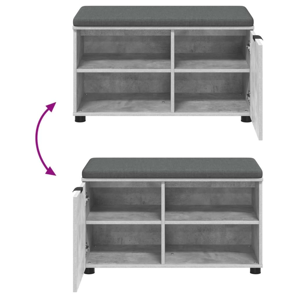 Panca per ingresso con cuscino Grigio Cemento 80 x 38 x 46 cm 891507